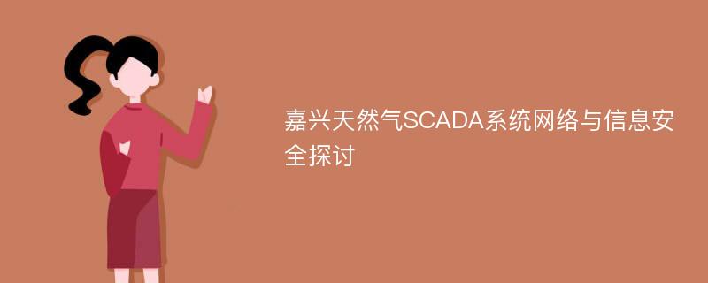 嘉兴天然气SCADA系统网络与信息安全探讨