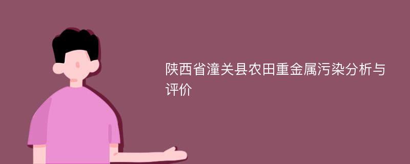 陕西省潼关县农田重金属污染分析与评价