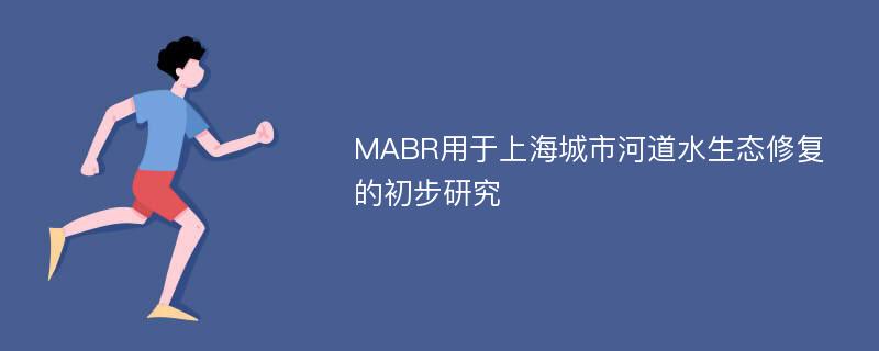 MABR用于上海城市河道水生态修复的初步研究