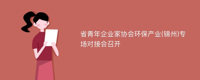 省青年企业家协会环保产业(锦州)专场对接会召开